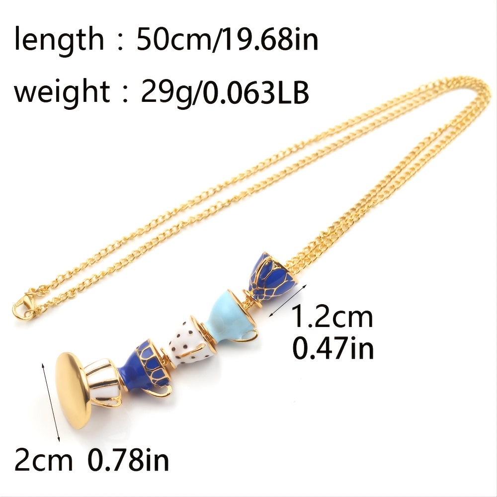 Enamel Glaze Tea Cup Long Sweater Necklace